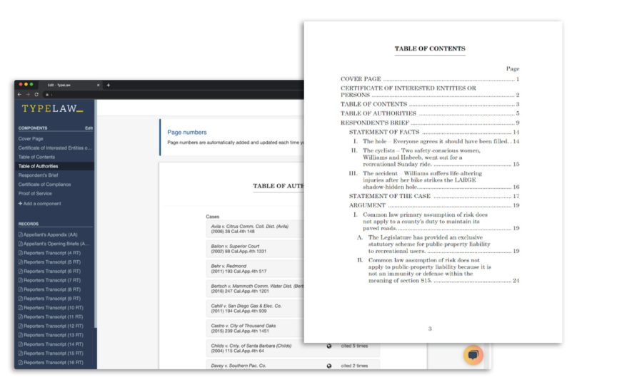 Legal Table Index Example TypeLaw: AI-Powered Legal Brief Tables for Perfect Formatting